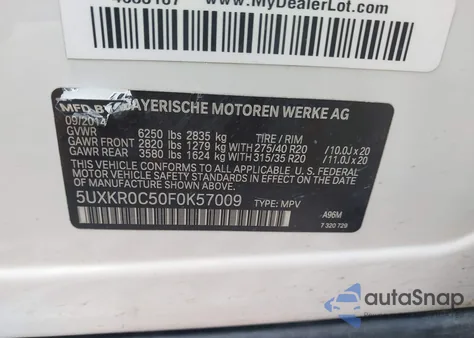 2015 BMW X5 xDrive35I from USA, damaged, VIN 5UXKR0C50F0K57009